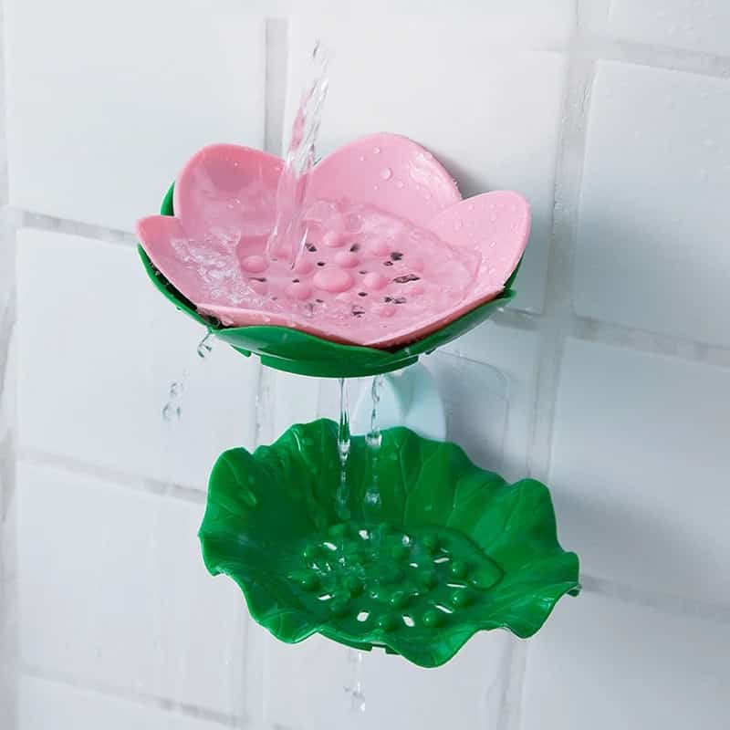 Double Wall Hanging Drain Soap Box Multifunctional Lotus Flower Shaped Soap Holder