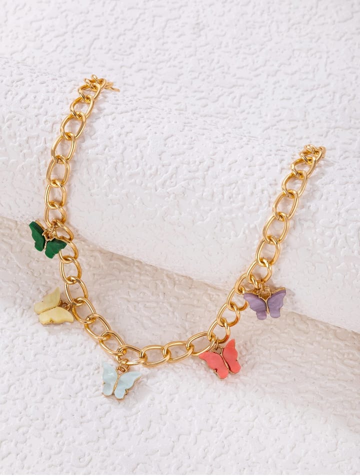 Elegant Multi Color Butterfly Chain Material Alloy /Beautiful Chain Necklace with Butterfly