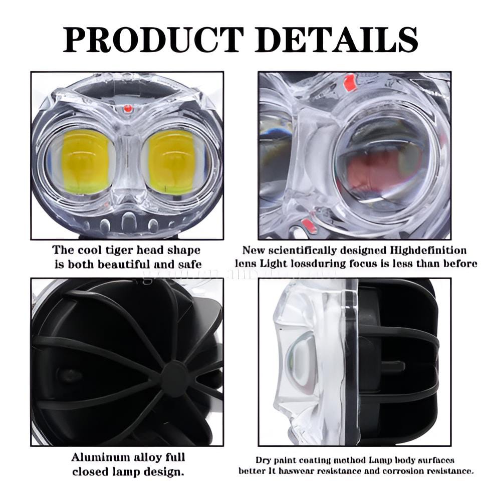 Pack of 1 Owl Fog Light for Bikes metal body -