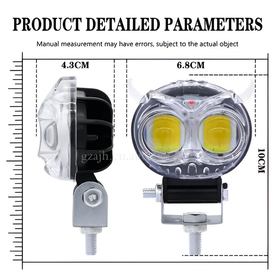 Pack of 1 Owl Fog Light for Bikes metal body -