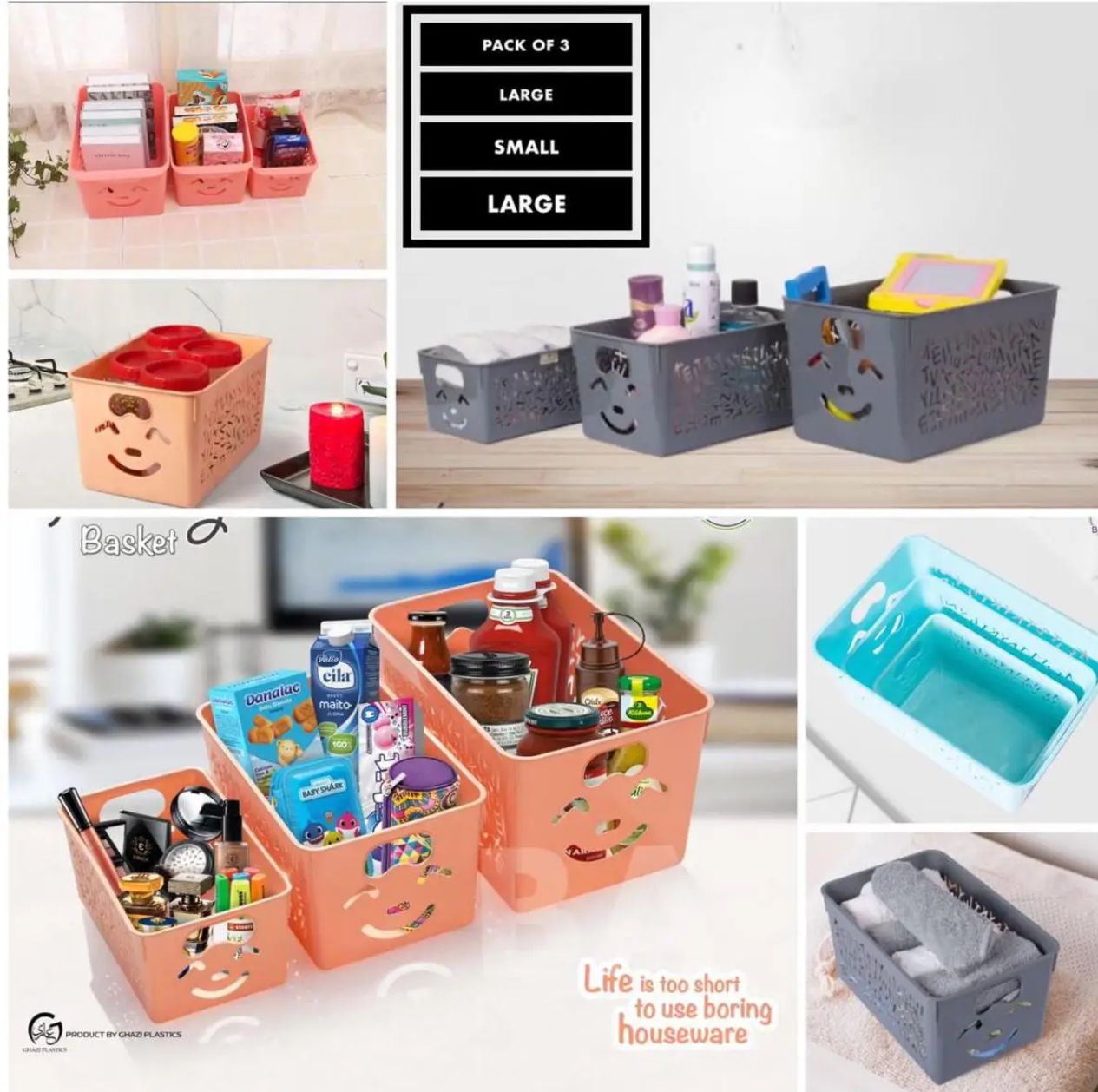 Smile basket Without cap pack off 3 | Storage Organizer Basket |