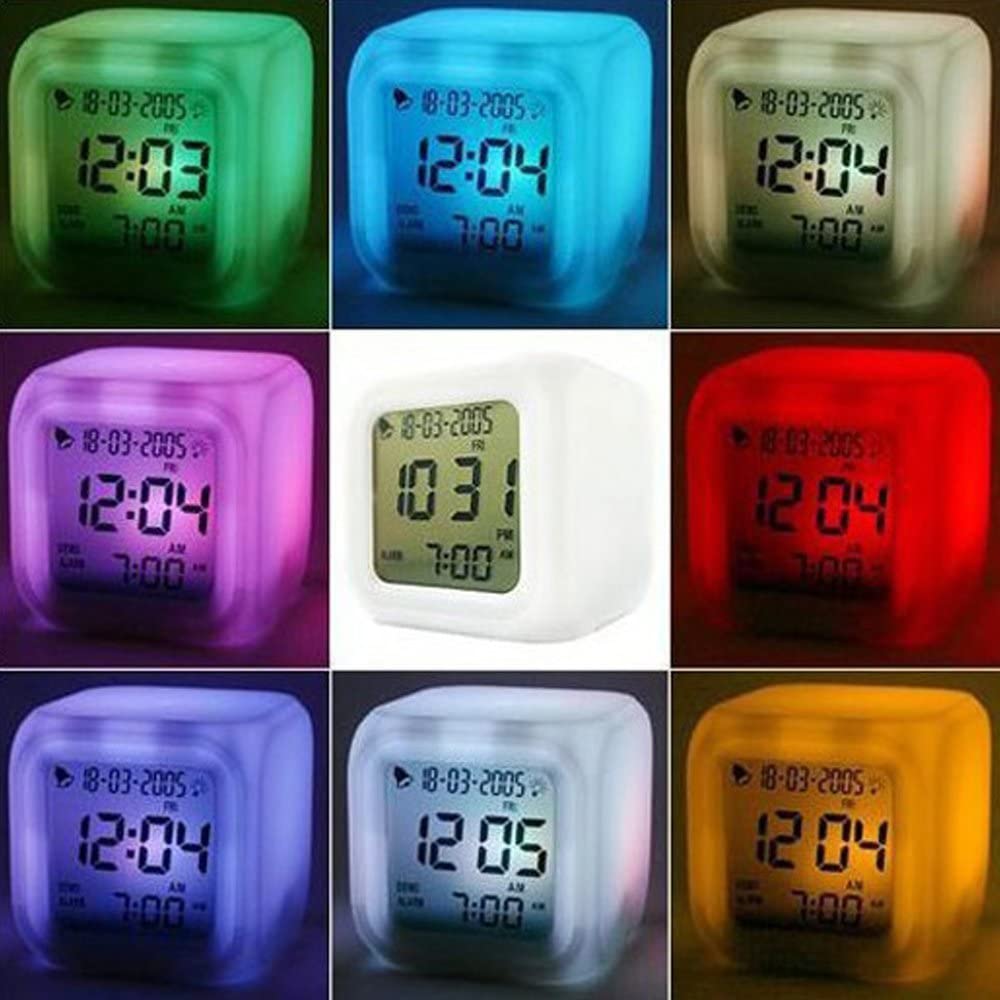 Creative Alarm Clock Sublimation LED Digital Clock 7 Color Changing Light Night