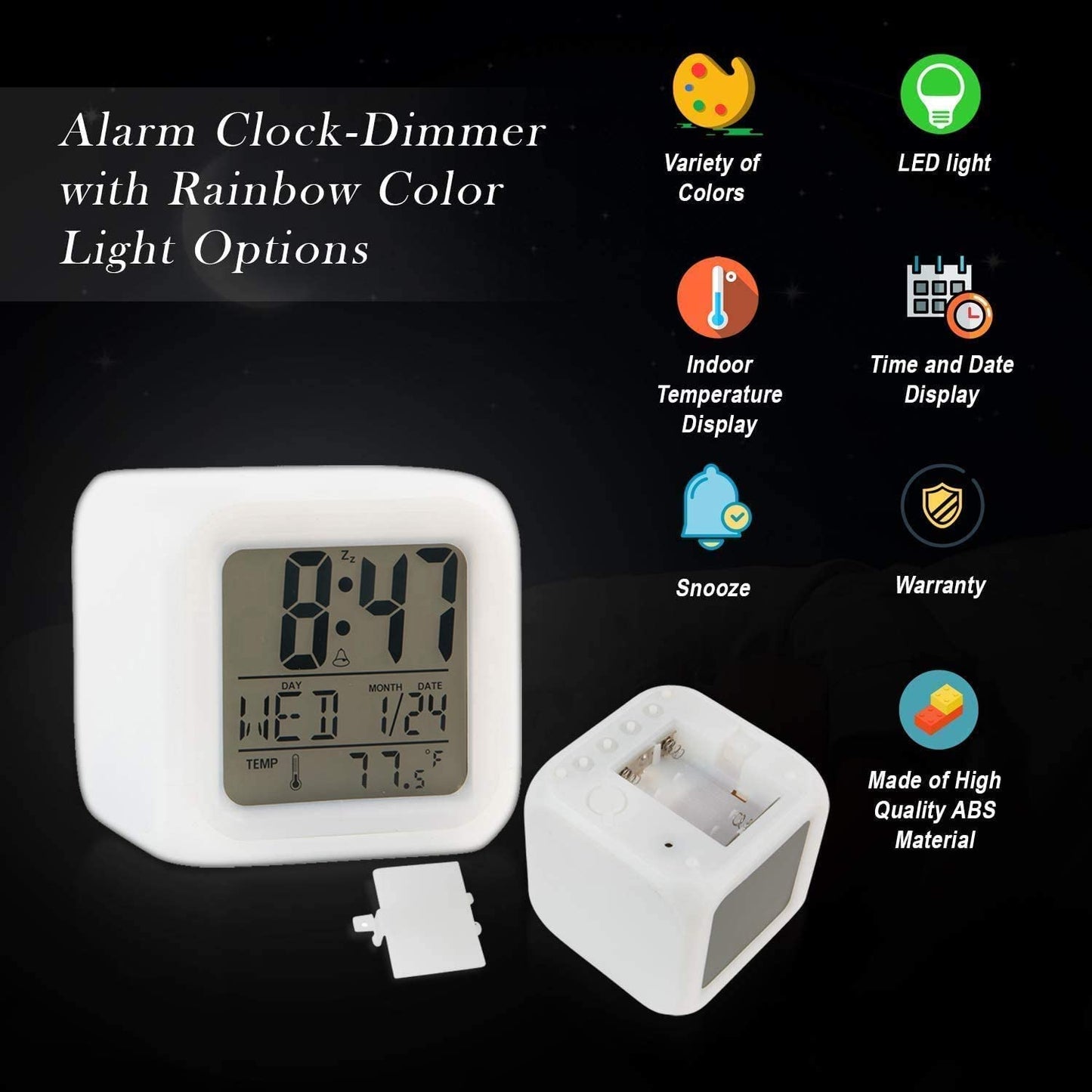 Creative Alarm Clock Sublimation LED Digital Clock 7 Color Changing Light Night