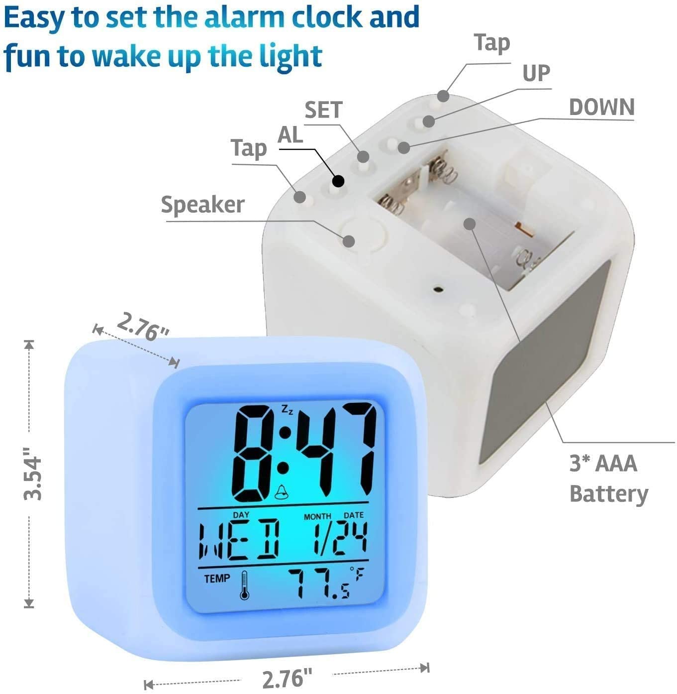 Creative Alarm Clock Sublimation LED Digital Clock 7 Color Changing Light Night