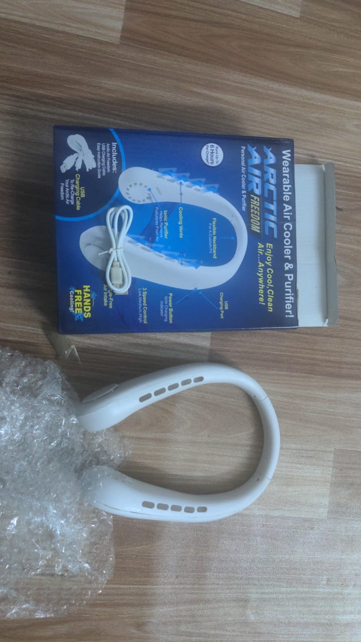 Arctic Air Hanging Neck Fan High Wind 3 Speed Adjustable USB Charging