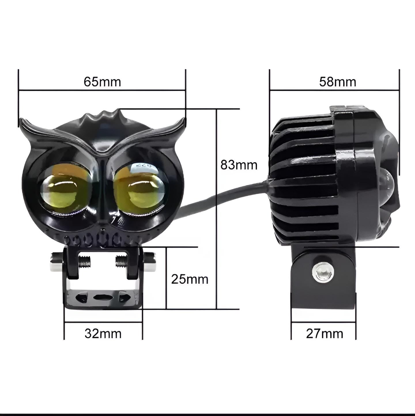 OWL Shape Fog Yellow-White & Flash light Low & High Beam Owl