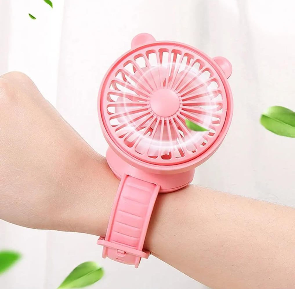 Rechargeable Portable Cartoon Style Children Watch Fan with RGB Light | Portable