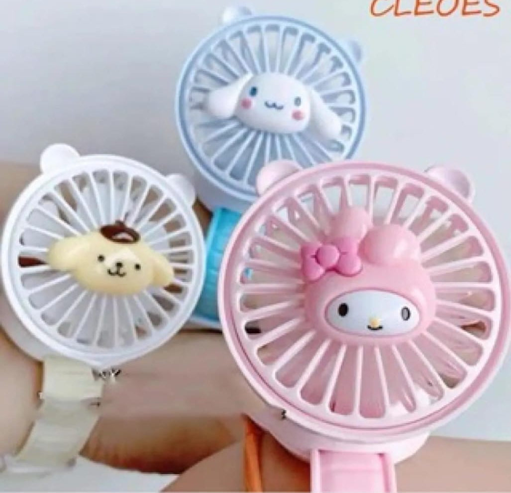 Rechargeable Portable Cartoon Style Children Watch Fan with RGB Light | Portable