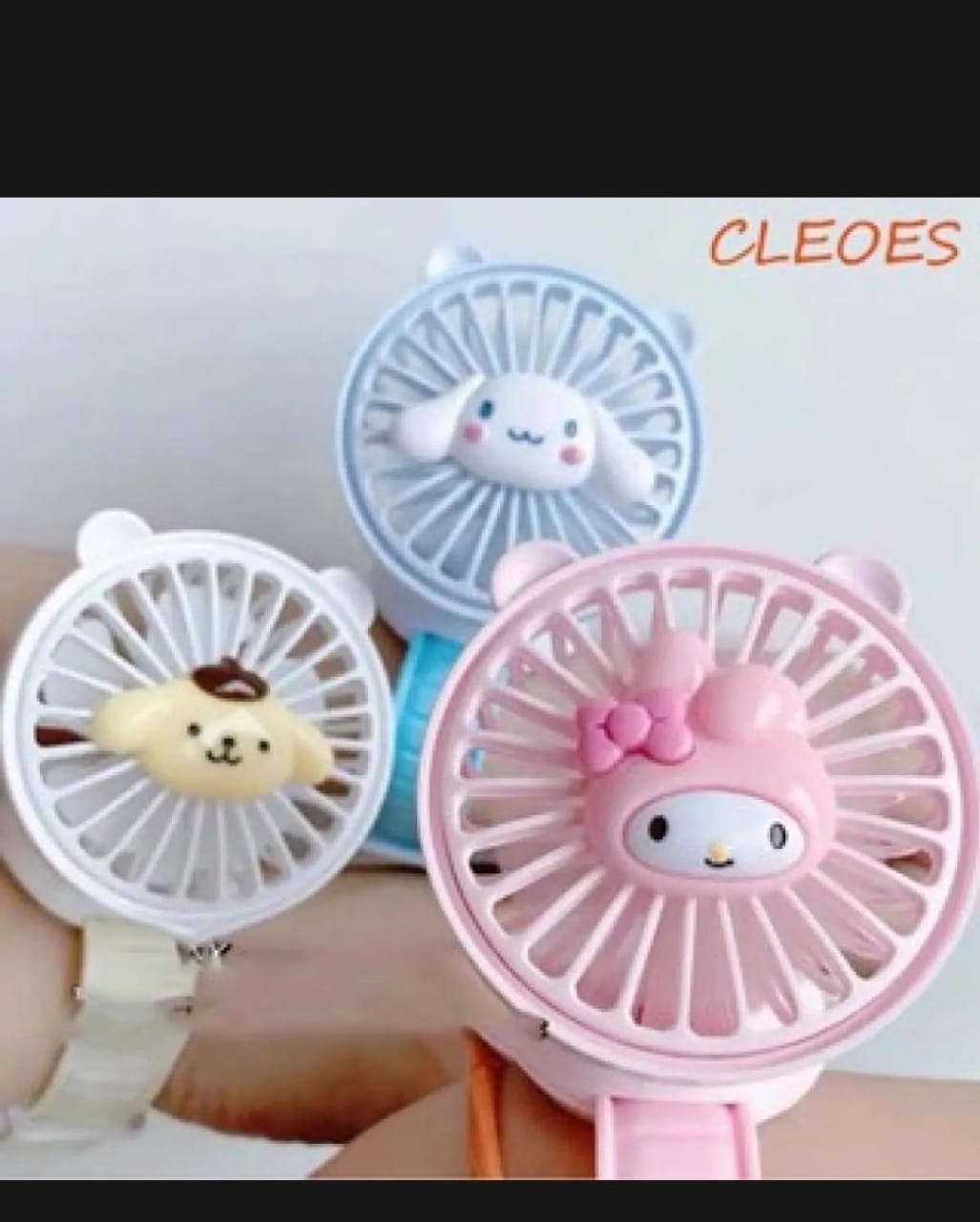 Rechargeable Portable Cartoon Style Children Watch Fan with RGB Light | Portable