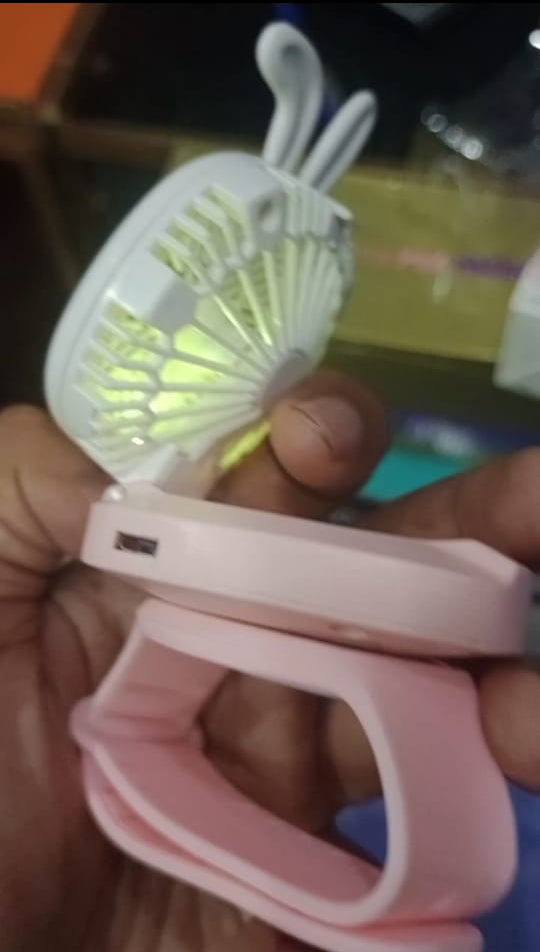 Rechargeable Portable Cartoon Style Children Watch Fan with RGB Light | Portable
