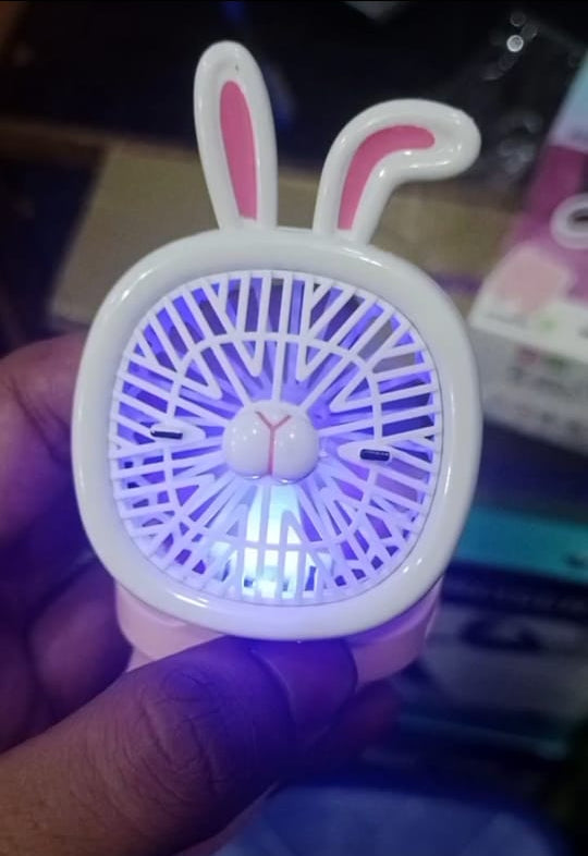 Rechargeable Portable Cartoon Style Children Watch Fan with RGB Light | Portable