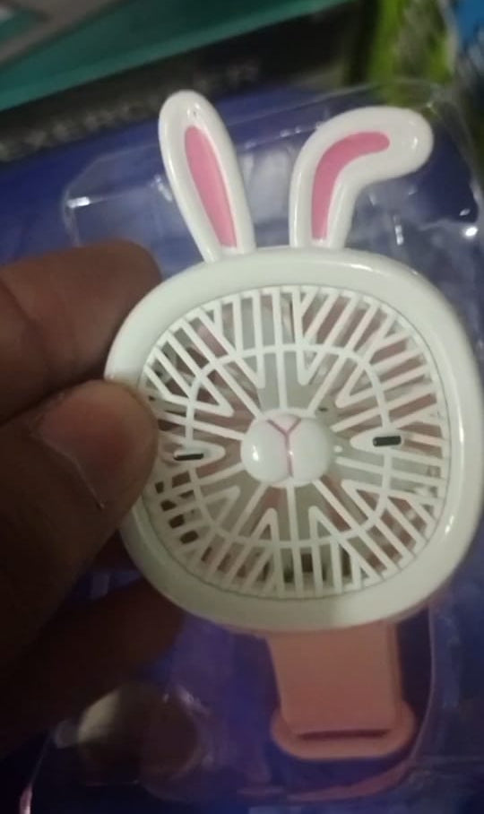 Rechargeable Portable Cartoon Style Children Watch Fan with RGB Light | Portable