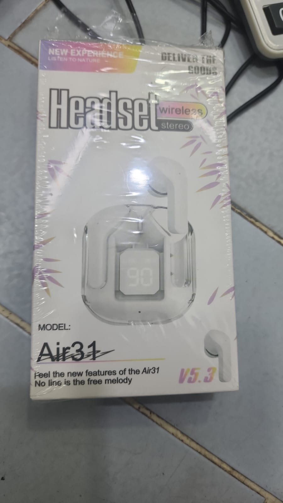 Air31 Earbuds Wireless Crystal Transparent body - with silicone pouch ( random