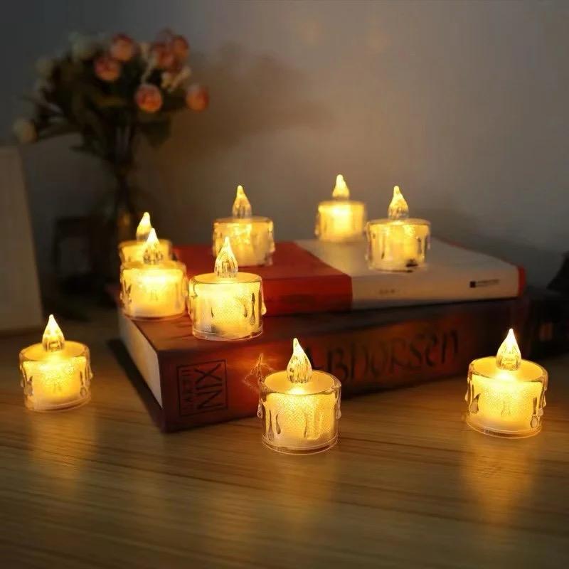 Pack of 12 Warm White Flameless Led Tealight Candle Decorative Battery Operated