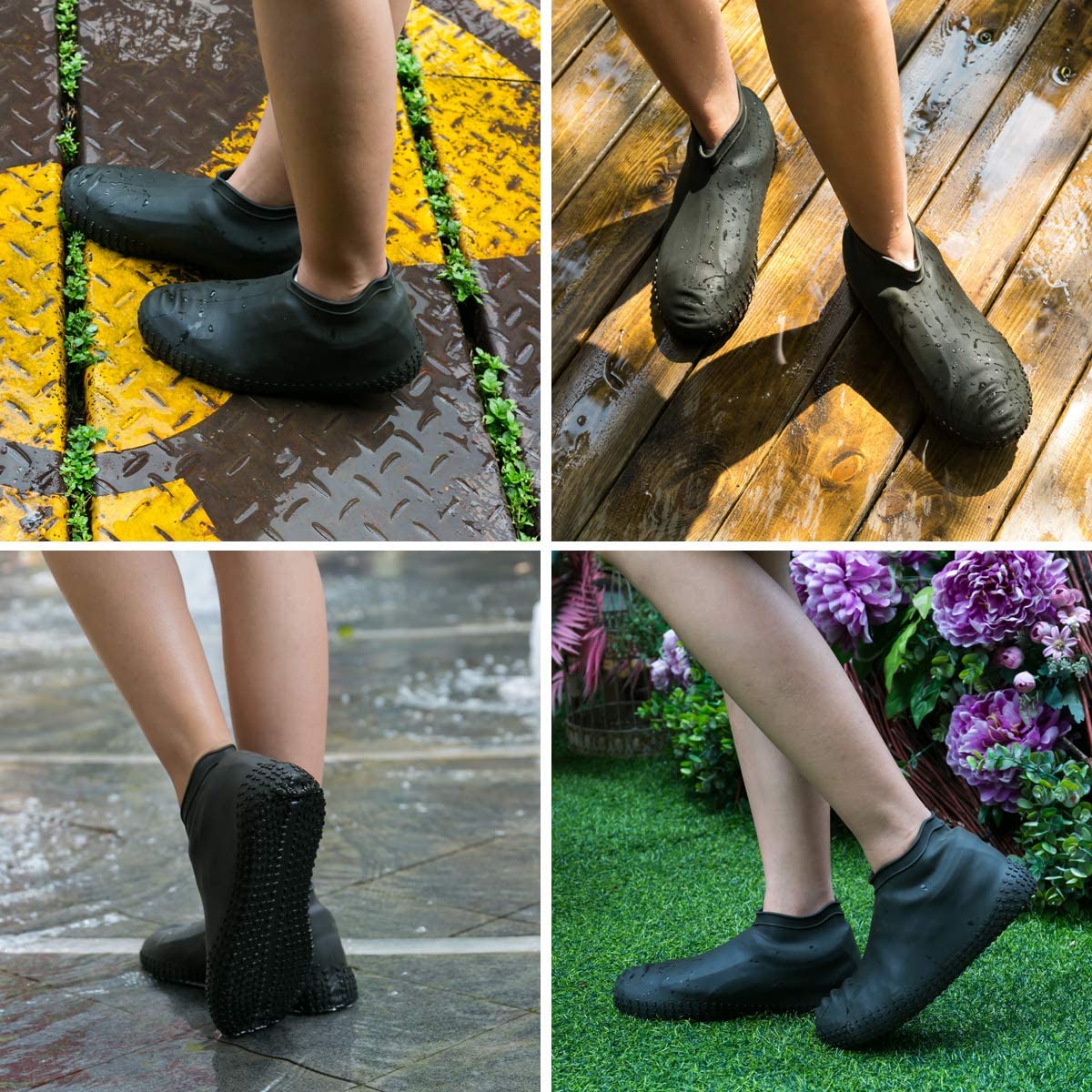 Rain Boot Thicken Waterproof Silicone Gel Shoe Cover Rain (Color random)