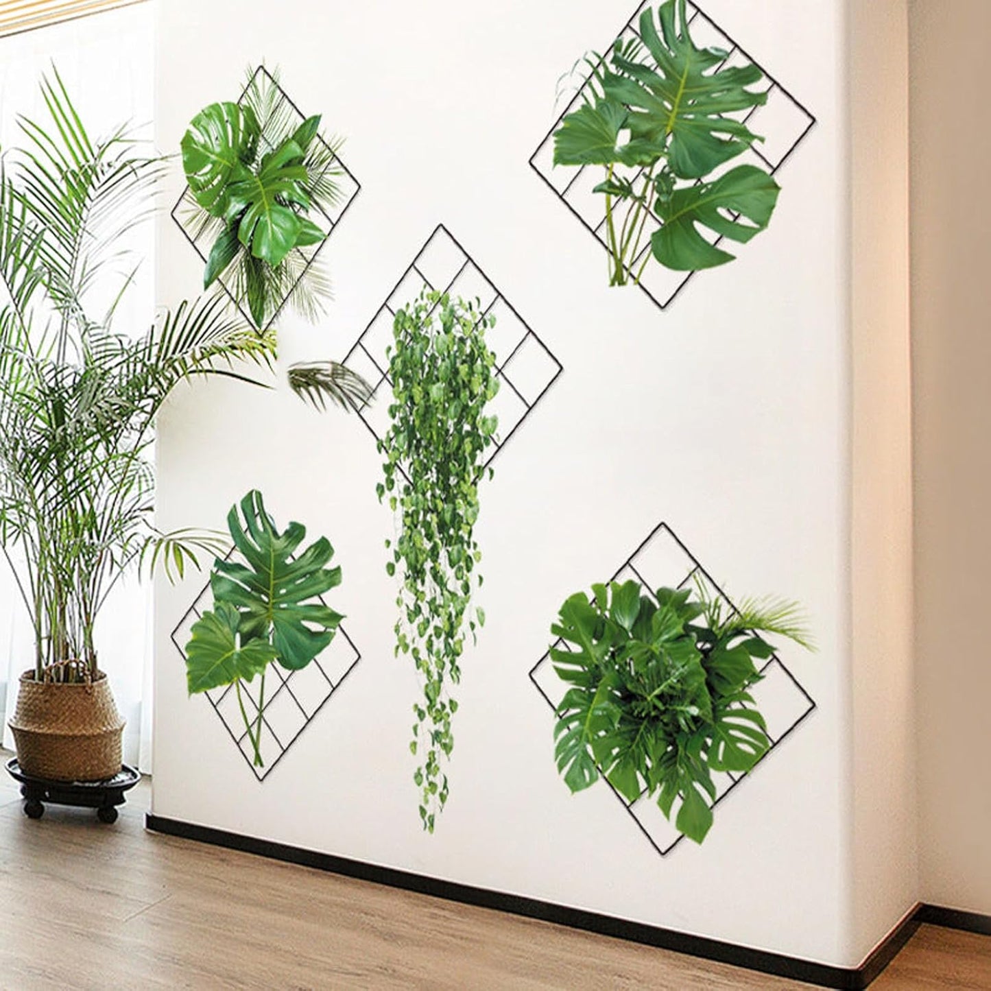 3D Green Plant Wall Sticker, 3D Effect Tropical Vivid Green Plants Wall