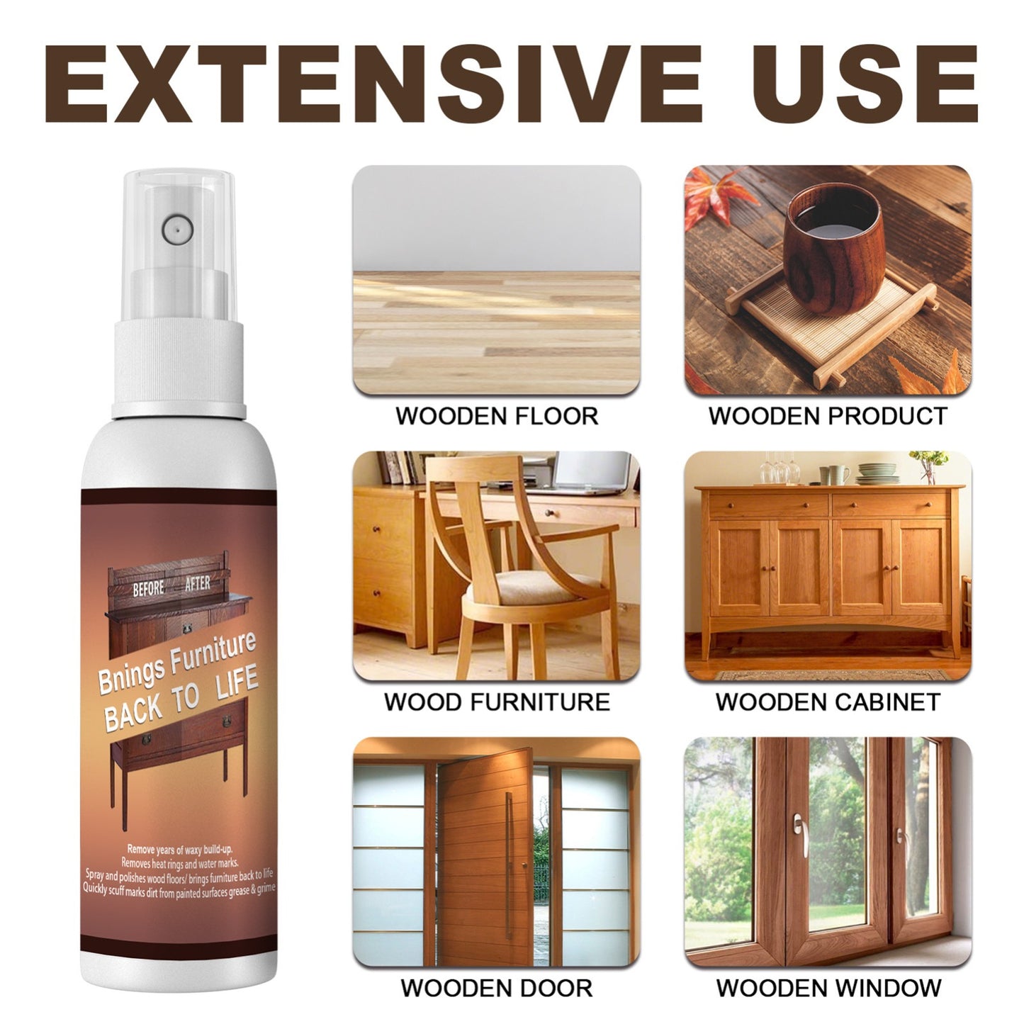250ML Natural Micro-molecular Spray Multipurpose Beeswax Furniture Polish Spray For Wood