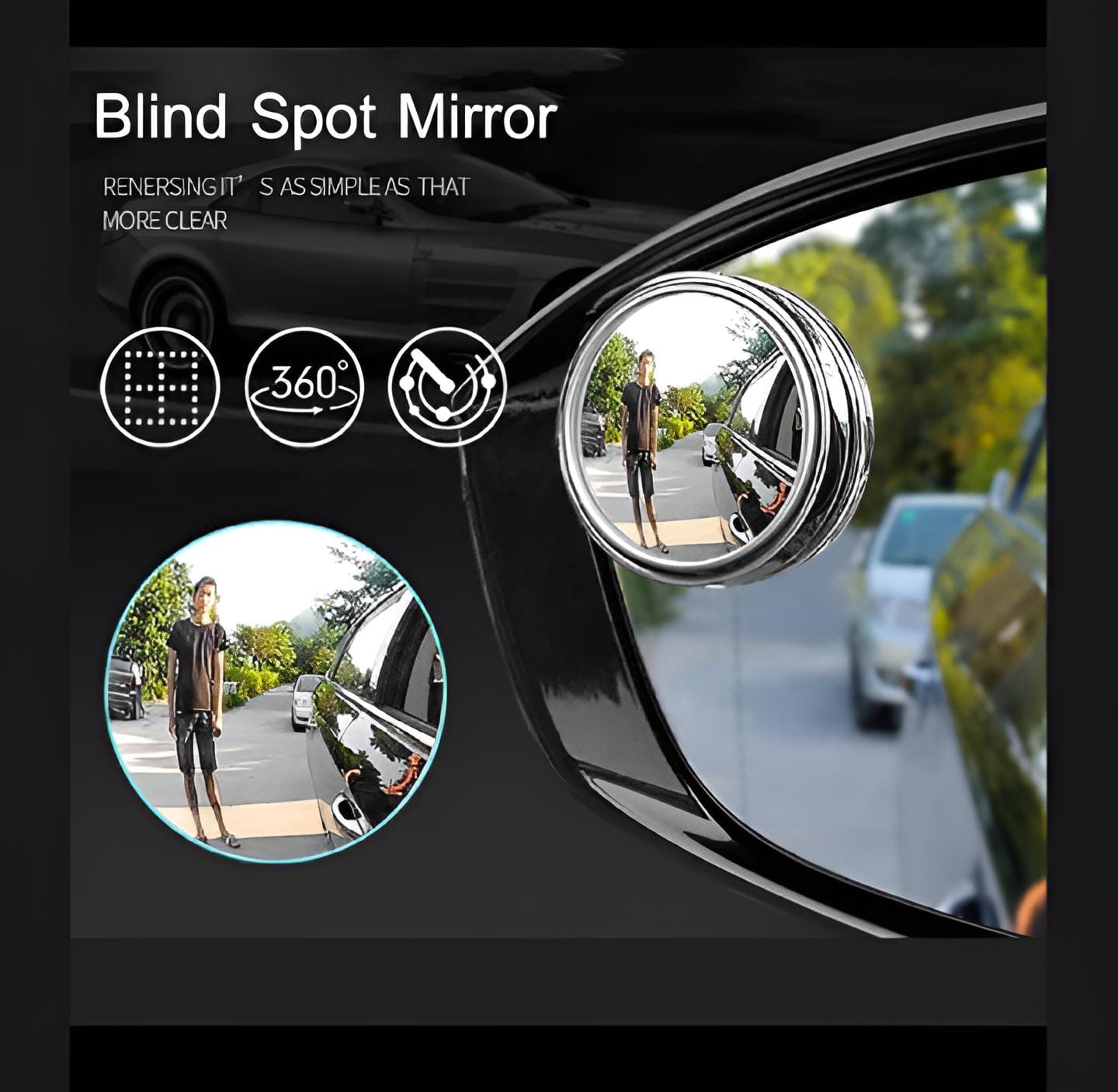 2 PCs rotatable Car Round Mirror Original Glass Rear view Blind spot