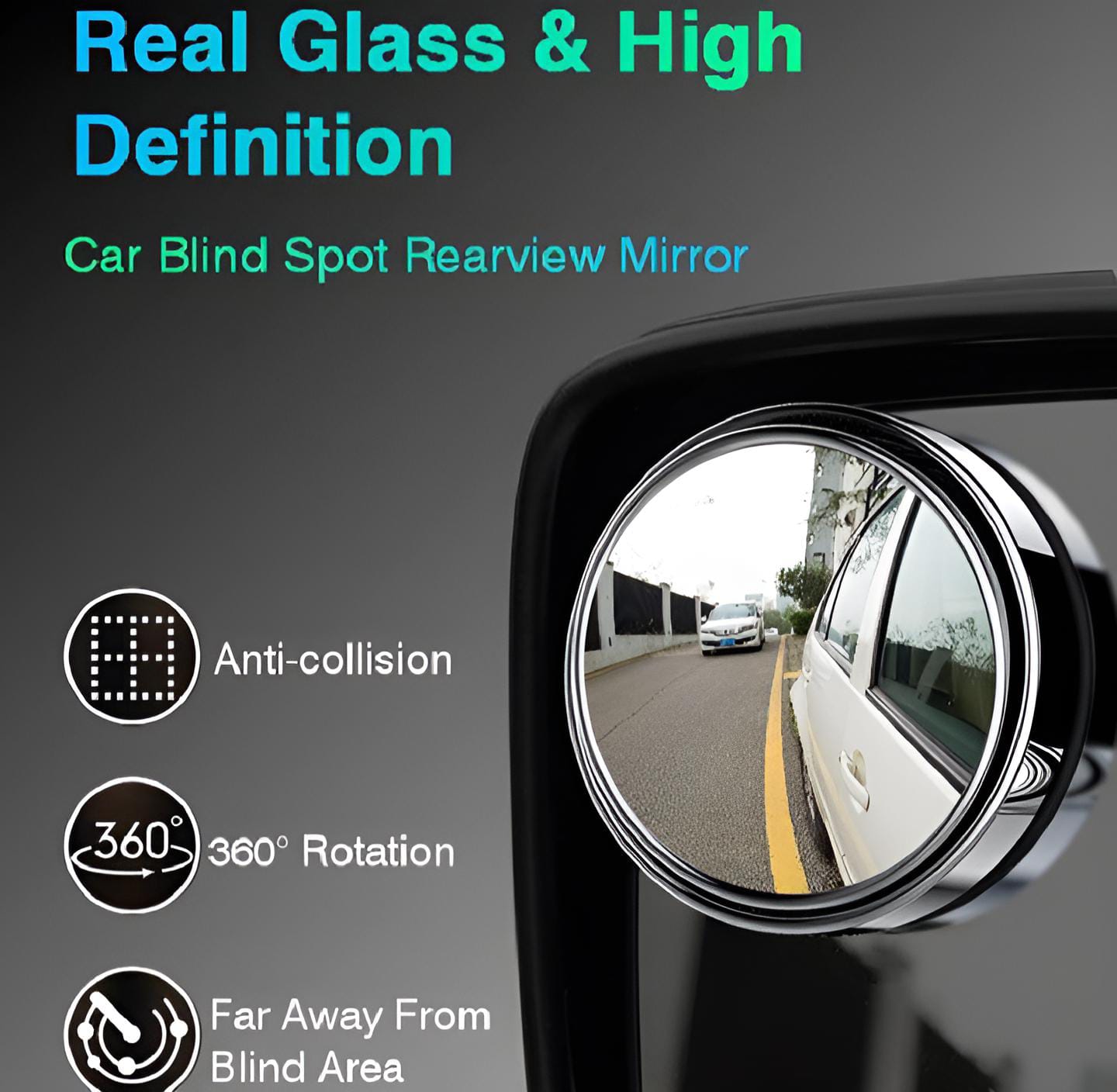 2 PCs rotatable Car Round Mirror Original Glass Rear view Blind spot