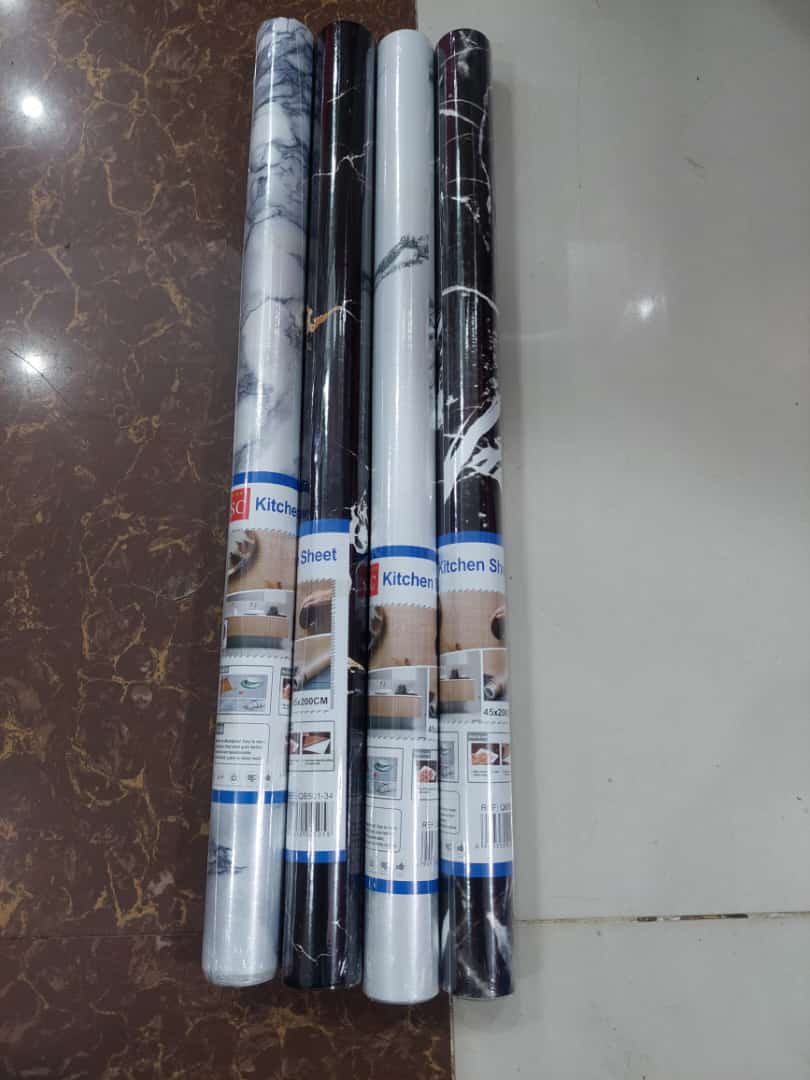 Self Adhesive Black Marble Sheet for Kitchen / Waterproof Anti Oil &