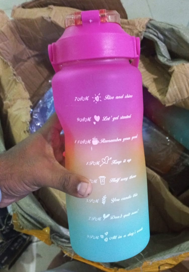 Three-piece Motivational Sports Water Bottles Set (2000ml, 850ml, 350ml)(Random Color)