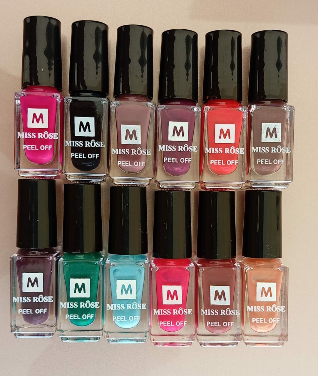 Pack Of 6 Miss rose peel off nail polish
