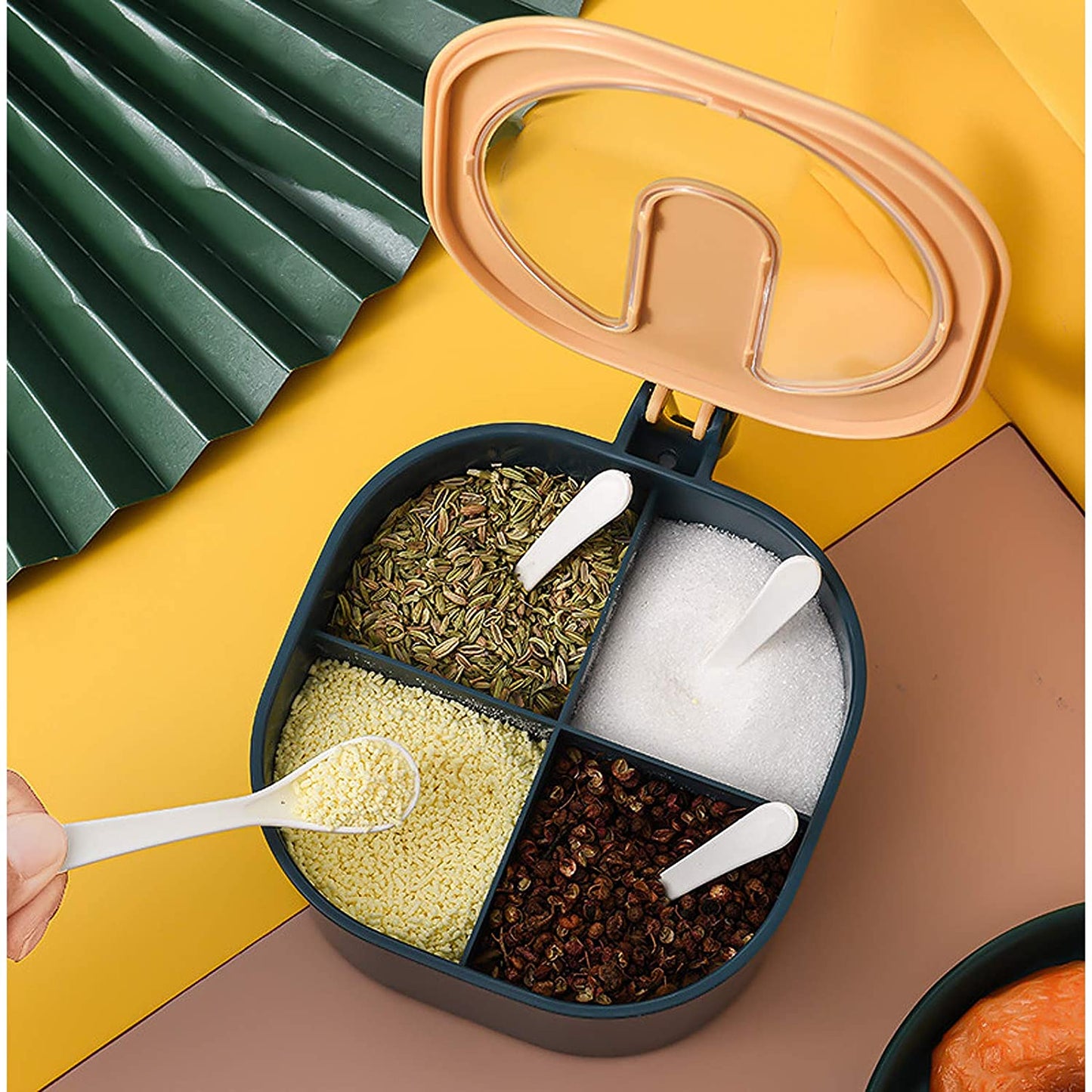 Combo Deal - 4 Section Spice Container Box & Multi-function Spit Bone