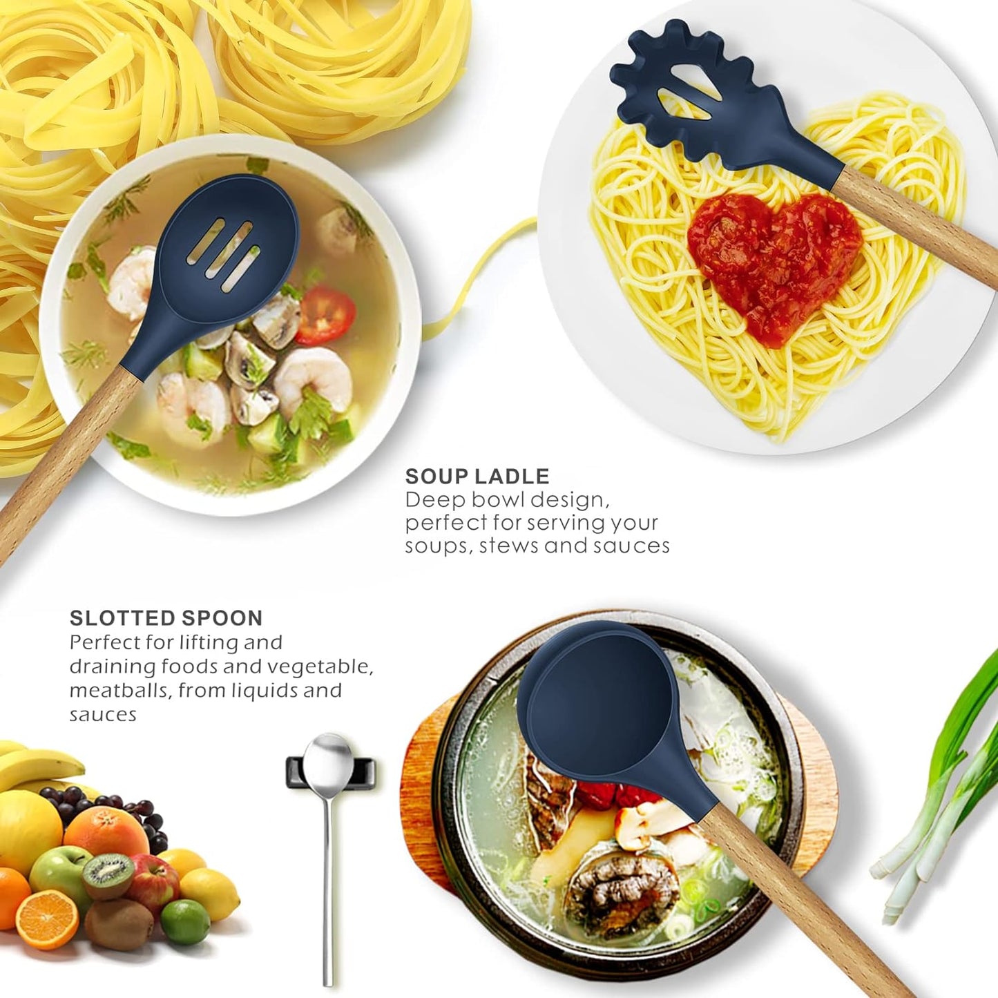 12 Pcs Silicone Cooking Utensils Kitchen Utensil Set | Heat Resistant Kitchen