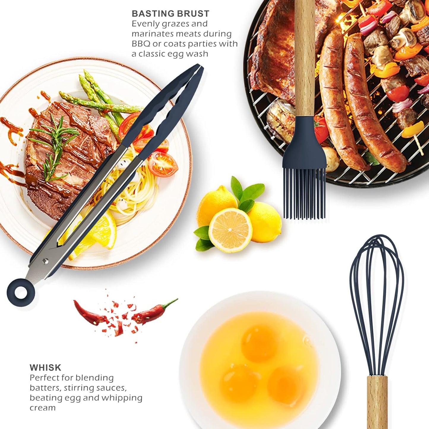 12 Pcs Silicone Cooking Utensils Kitchen Utensil Set | Heat Resistant Kitchen