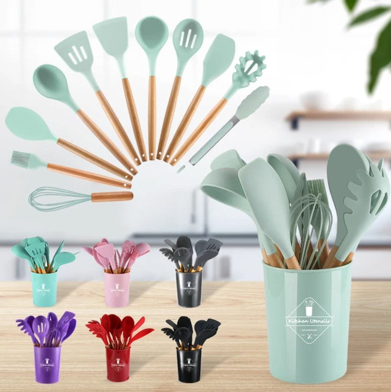 12 Pcs Silicone Cooking Utensils Kitchen Utensil Set | Heat Resistant Kitchen