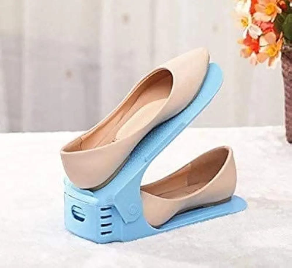 Pack of 2 Double Layer Adjustable Shoe Bracket Storage Shoe Rack |
