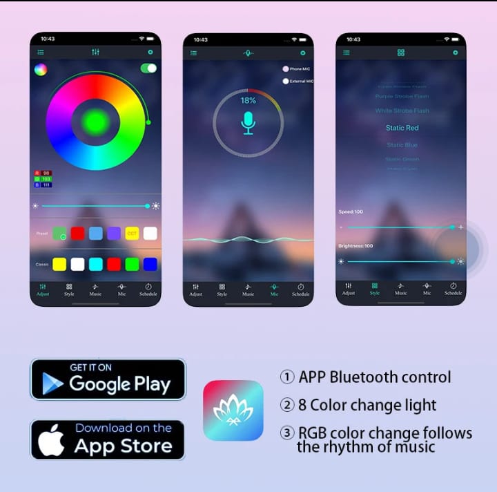 Bluetooth control angel wing light multicolor for all bikes and car uneversa