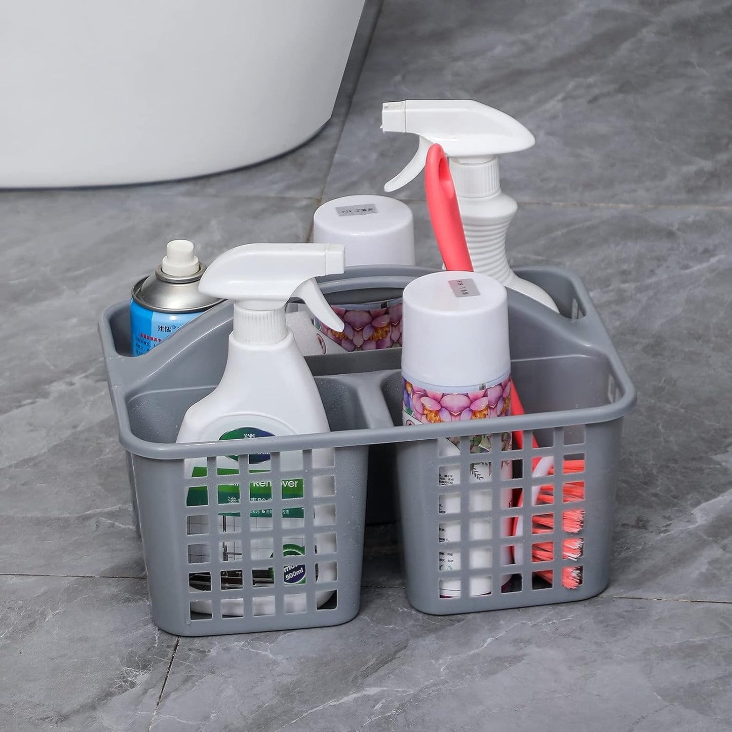 Plastic Bathroom Basket Kitchen Sink Basket Shower Caddy Basket with Compartments,(random color