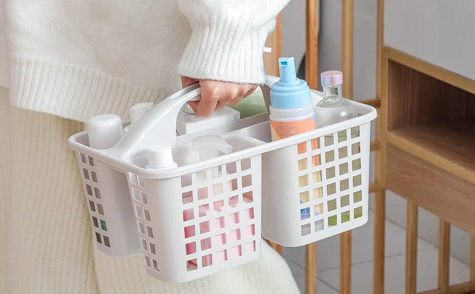 Plastic Bathroom Basket Kitchen Sink Basket Shower Caddy Basket with Compartments,(random color