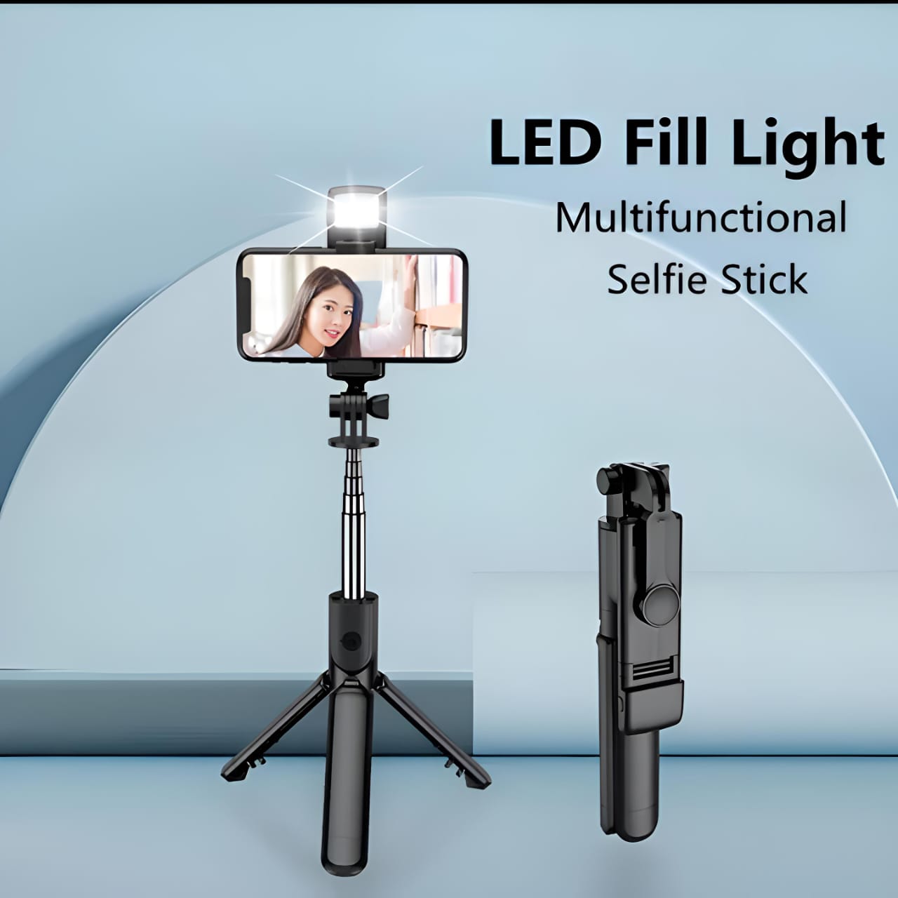 R1S Selfie Stick with Tripod | Bluetooth Foldable Selfie Rod with Remote
