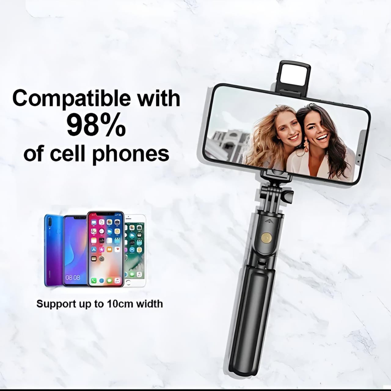 R1S Selfie Stick with Tripod | Bluetooth Foldable Selfie Rod with Remote