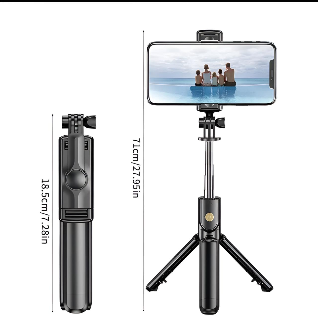 R1S Selfie Stick with Tripod | Bluetooth Foldable Selfie Rod with Remote