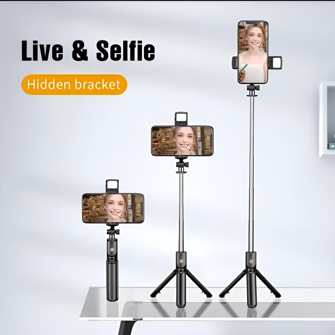 R1S Selfie Stick with Tripod | Bluetooth Foldable Selfie Rod with Remote