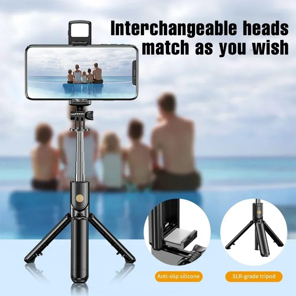 R1S Selfie Stick with Tripod | Bluetooth Foldable Selfie Rod with Remote