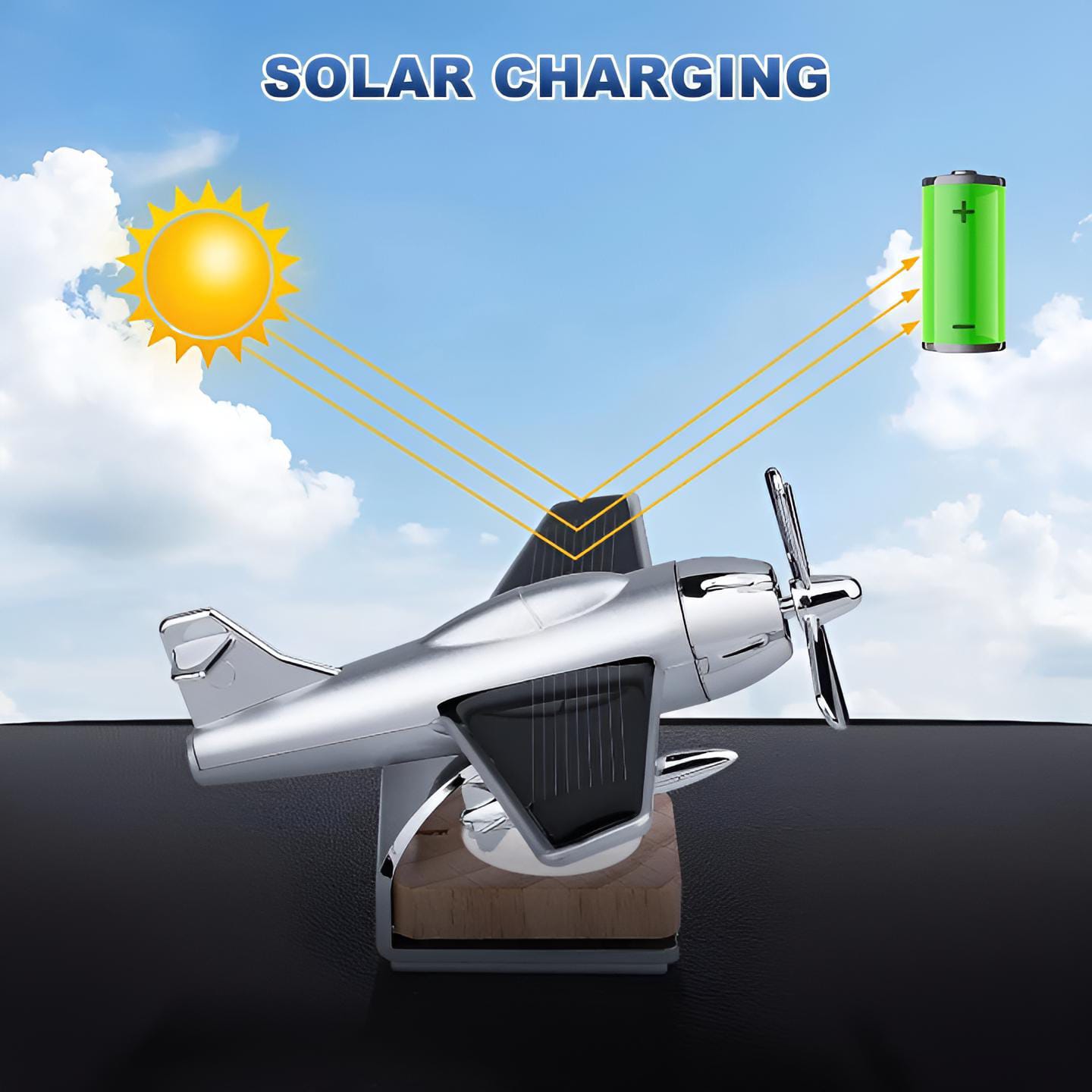 CaDecoration Plan Solar powered aeroplane car air freshener - Car Dashboard Solar