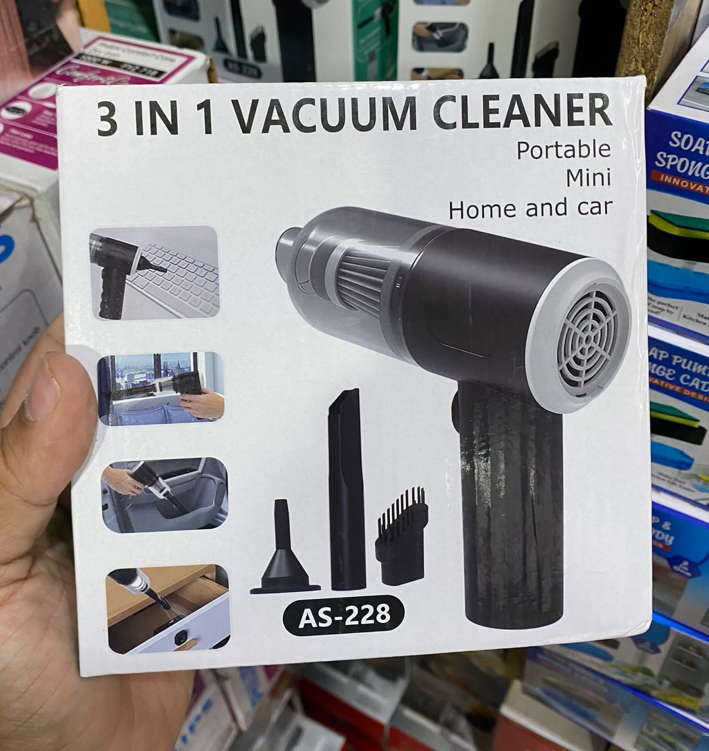 3 in 1 Portable Vacuum Cleaner Duster Blower Air Pump Wireless Hand-Held