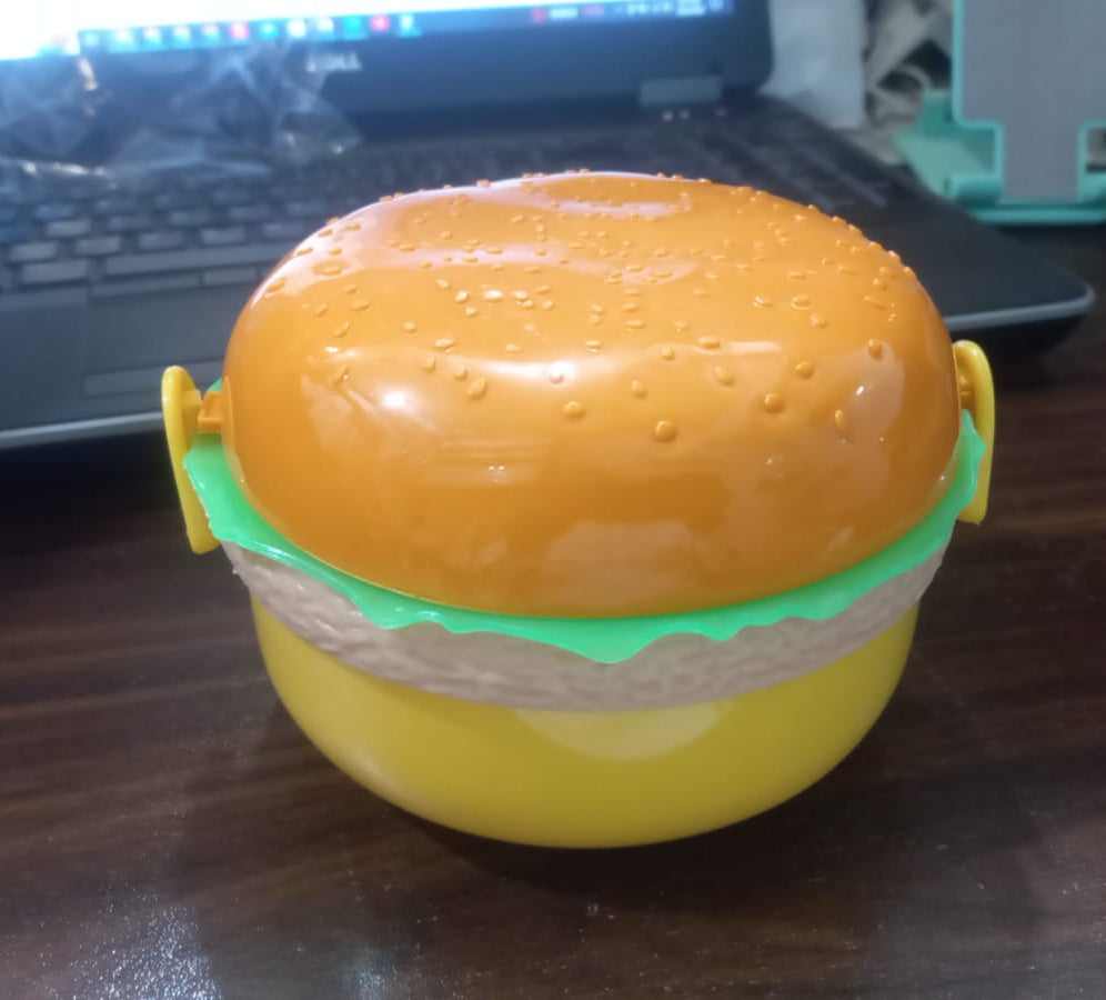 1 pc Round Cute Burger Shape Lunch Box Perfect For School Kids
