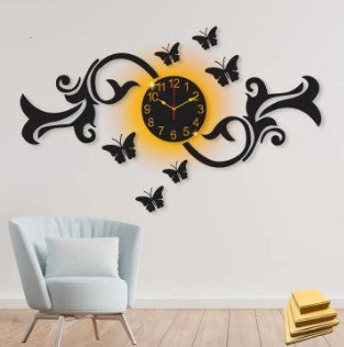 3d unique style butterfly wall clock I Wooden Wall Clock with