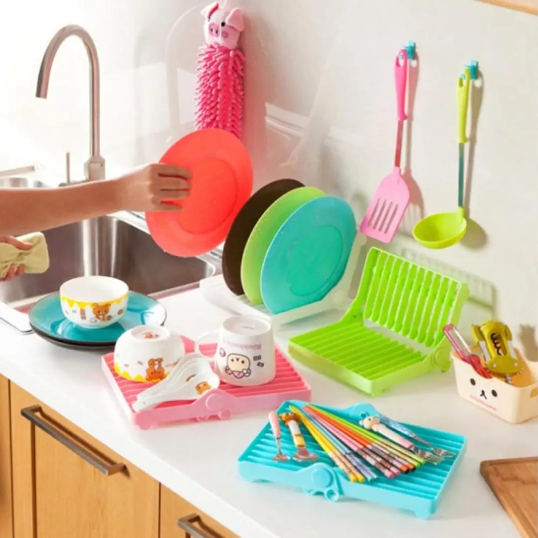 Small Kitchen Foldable Dish Plate Drying Rack | Multipurpose Space Saving Storage