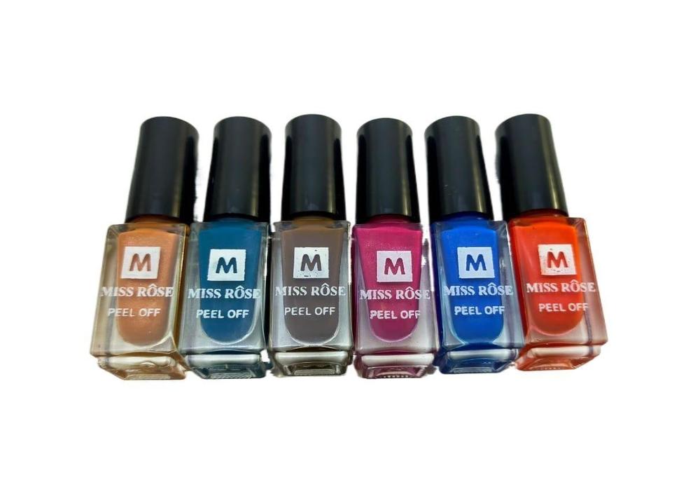 Pack Of 6 Miss rose peel off nail polish