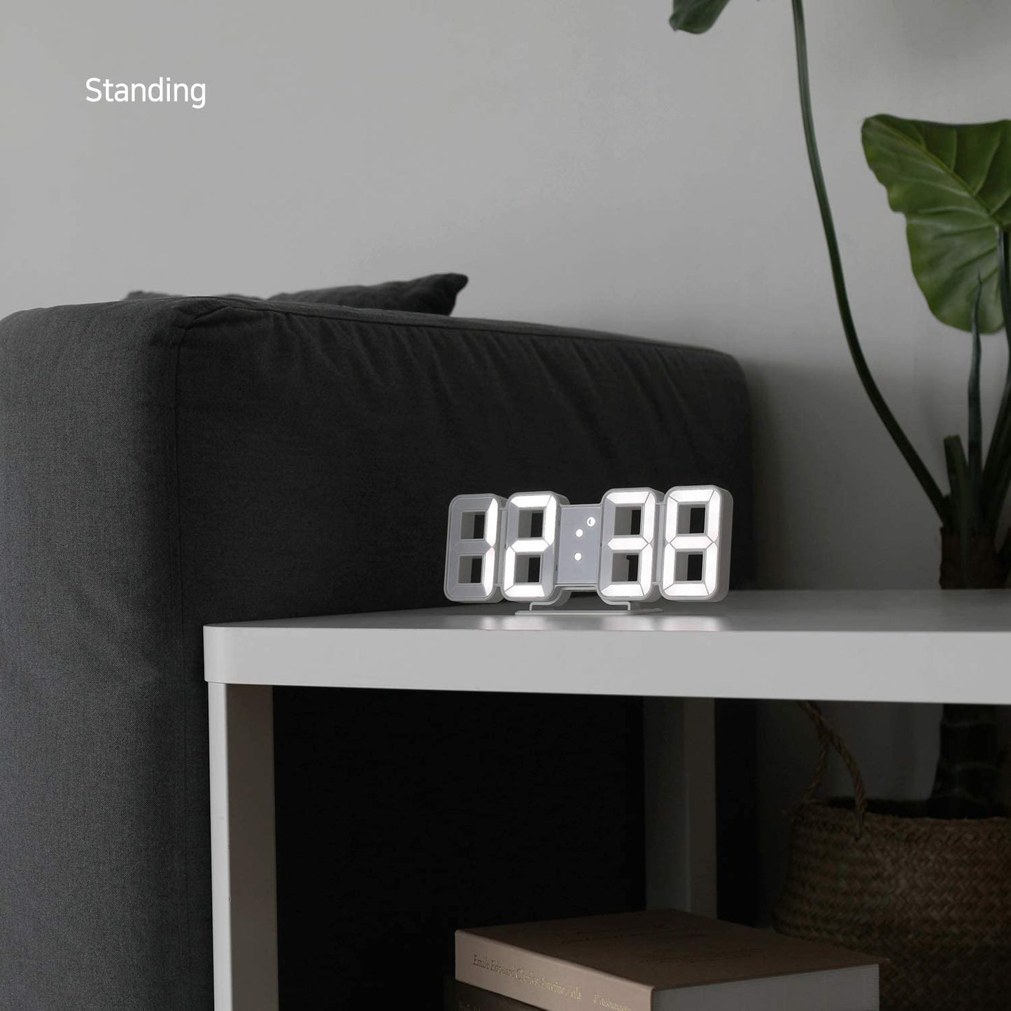 White 3D Led Digital Clock, Desk Alarm Clock | Home Decoration Wall