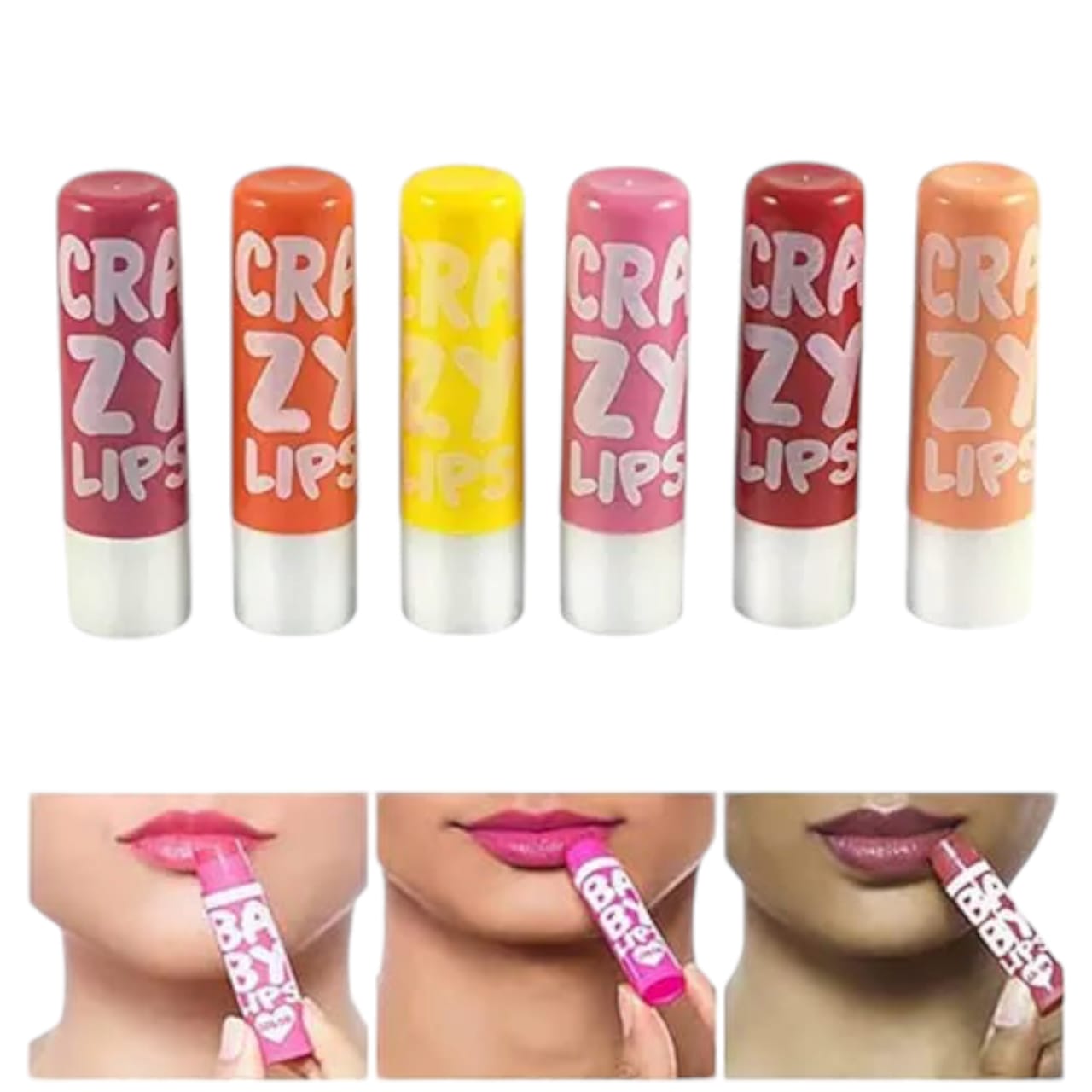 12 PC Crazy Lips Lip Balm ( Multicolour )