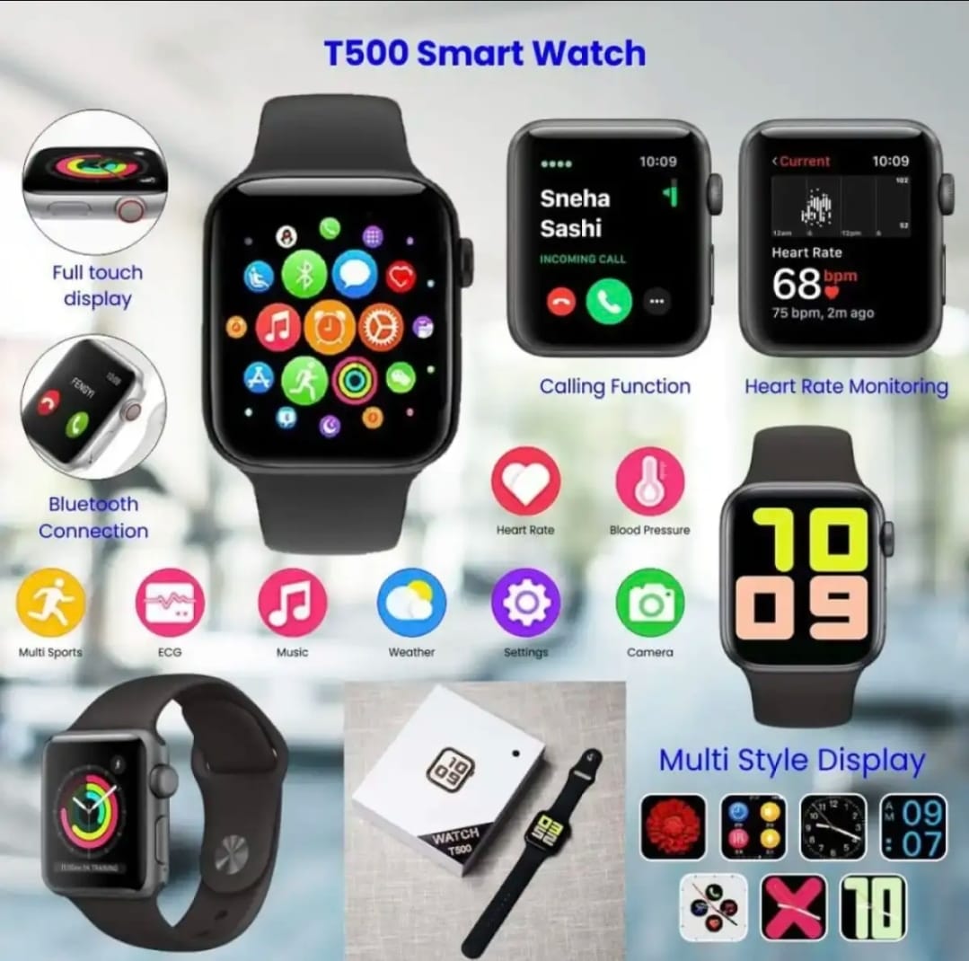 T500 Bluetooth Smart Watch Heart rate monitor Sports fitness tracking for Men