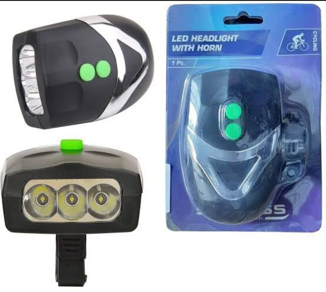 3 LED Bicycle Front Head light & bell siren alarm hooter /