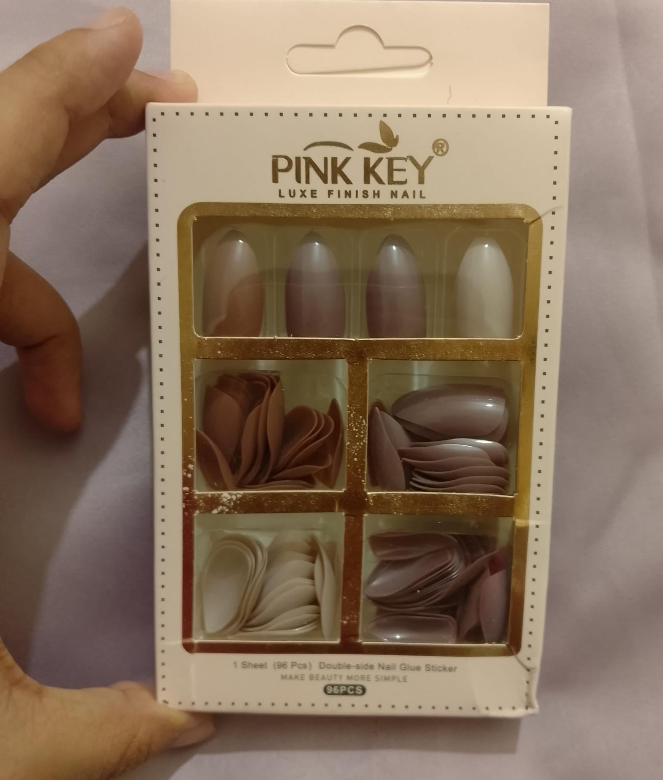 96 PCs Nude Colors Nail Pack Without Glue Or Sticker (random Color)